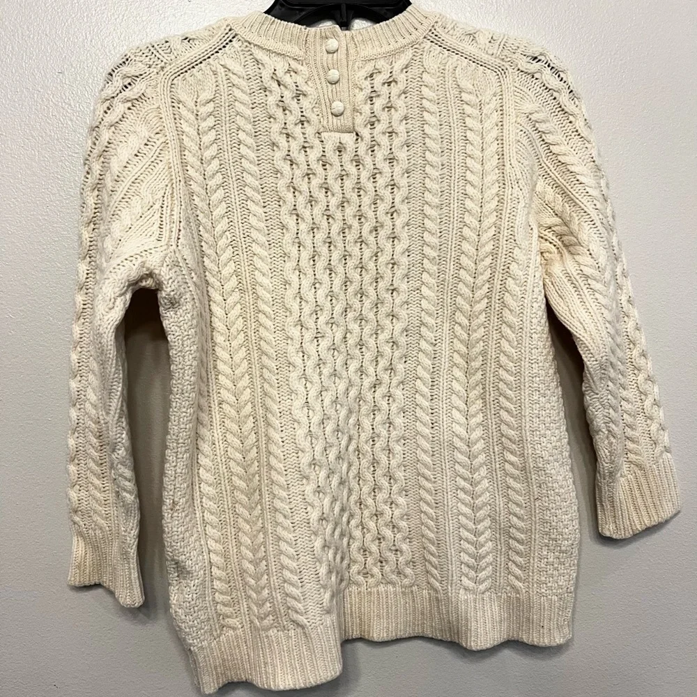 J. Crew Womens Cream Wool Oversized Fisherman Neutral Crewneck Sweater Size‎ XS